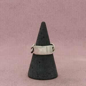 sterling silver vintage curb chain engravable signet ring size 6